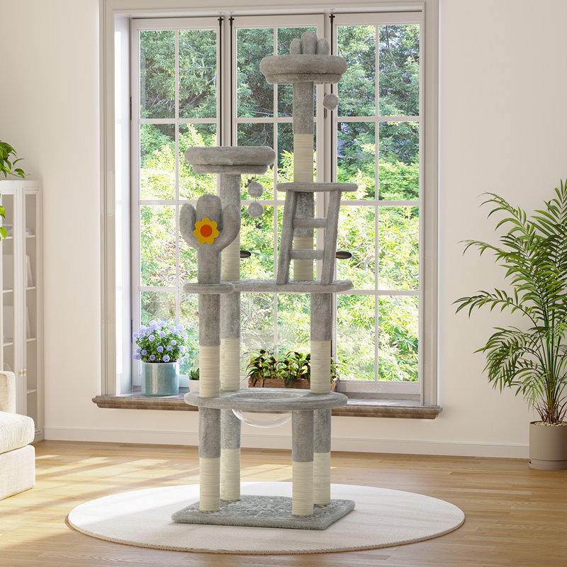 Grand arbre à chat pour chats d'intérieur, Gris
