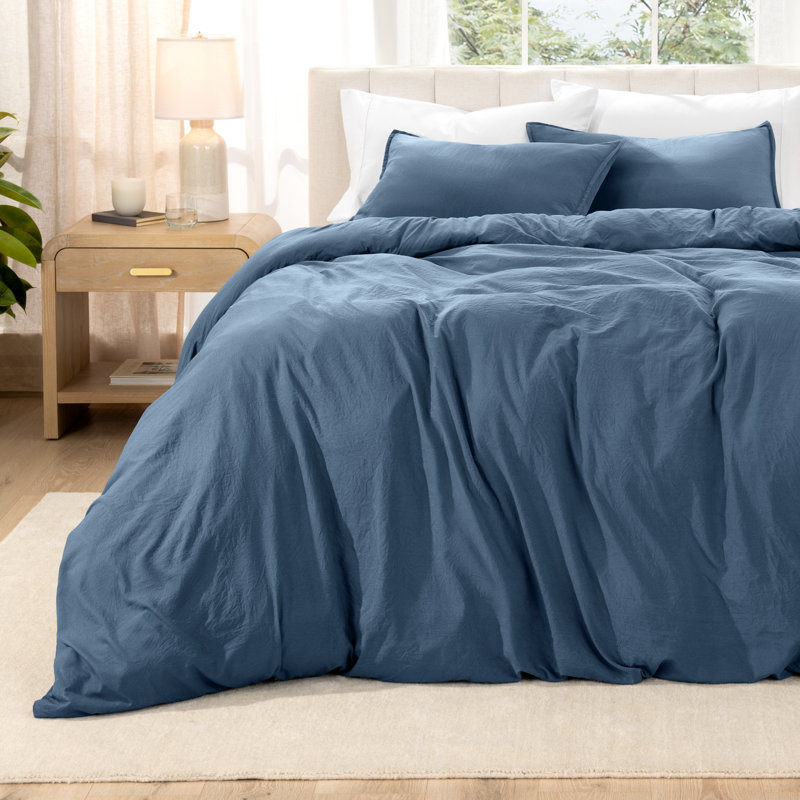 Washed Microfiber Duvet Cover Set, Bering Sea, Queen Duvet Cover + 2 Standard Shams