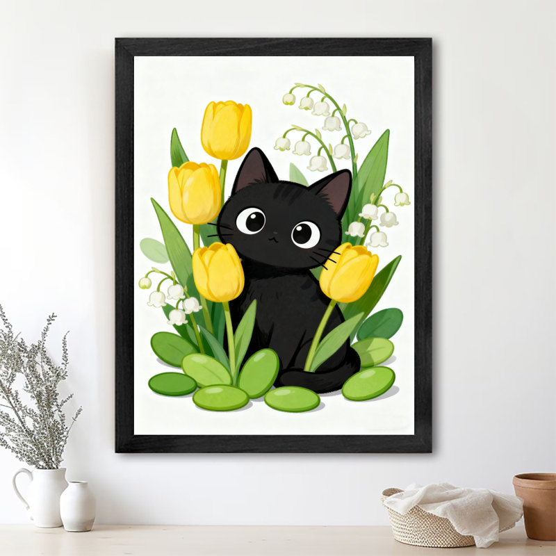 Reproduction d'art encadré noir rétro, H 37 po x l 25 po