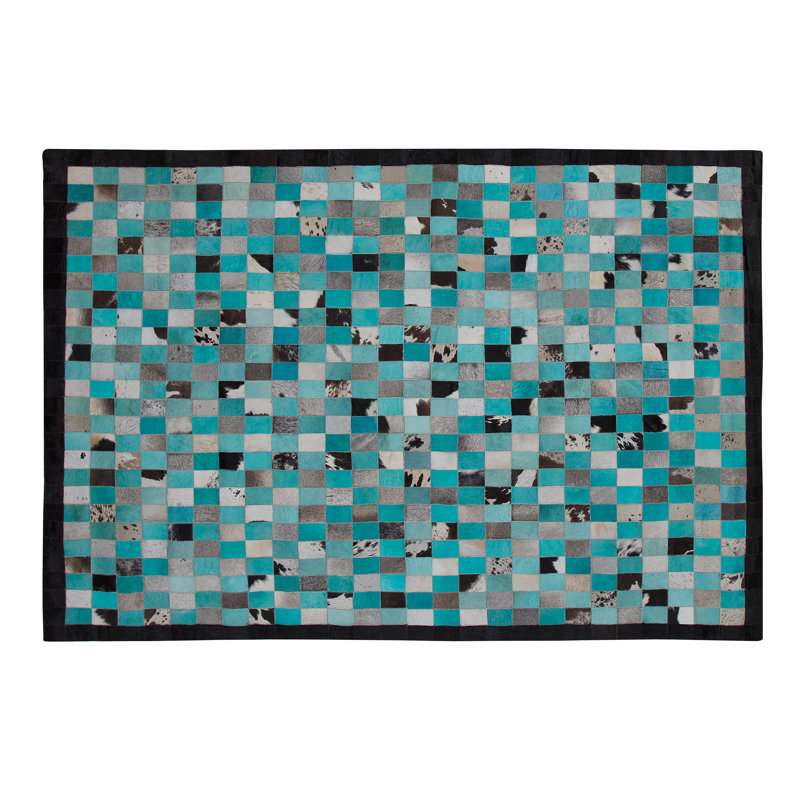 Burkeville Geometric Leather Area Rug, Rectangle: 160 x 230cm