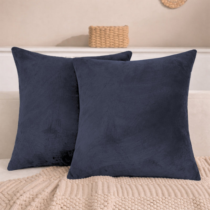 Aspire Homeware Square Plain Velvet Scatter Cushion Cover, Charcoal, Pack of 2