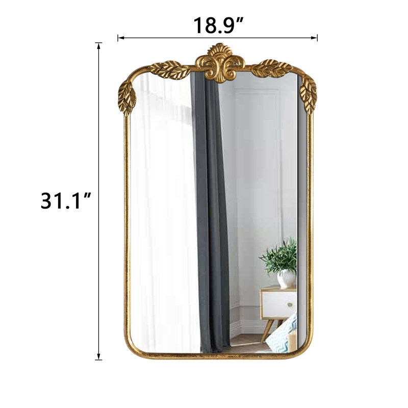 31"×19" Longmeadow Vintage Rectangular Gold Metal Framed Flat Wall Mounted Mirror For Bedroom&Living Room				, 31" x 19"