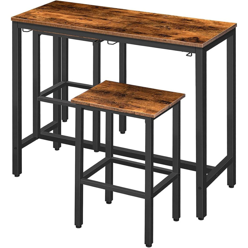 Bar Table Set, Pub Tables Bar Height With Stools Set Of 2, Bar Chairs Under Counter Height Table For Small Spaces, Industrial Dining Table Sets For Kitchen, Living Room