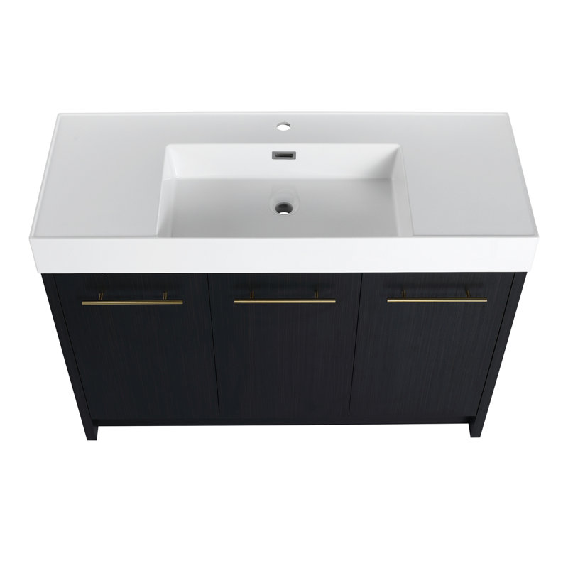 Meuble-lavabo autoportant avec lavabo en résine