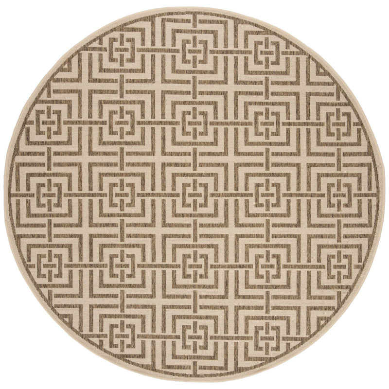 Gowanus Performance Geometric Indoor/Outdoor Area Rug, Round 6'7"