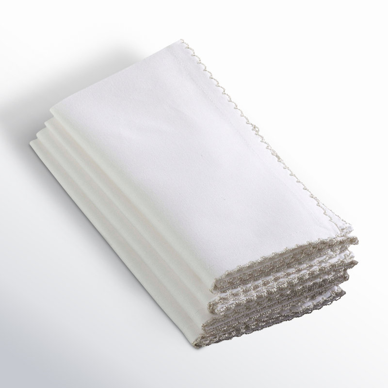 Vessie Cotton Square Napkin, Silver, 6" x 6"