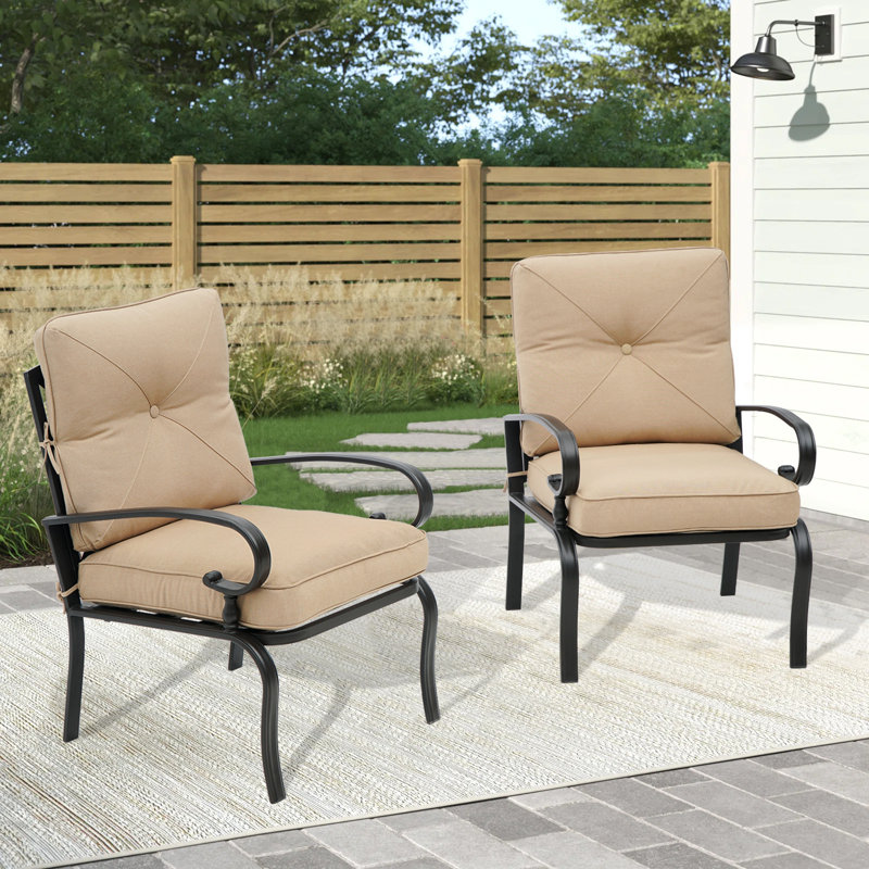 Chaise de patio avec coussins Abubakarr, Brun clair