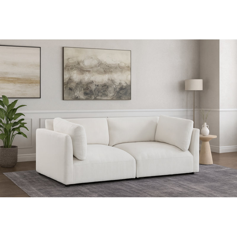 Izotena Upholstered 76'' Loveseat, Cream Polyester Fabric