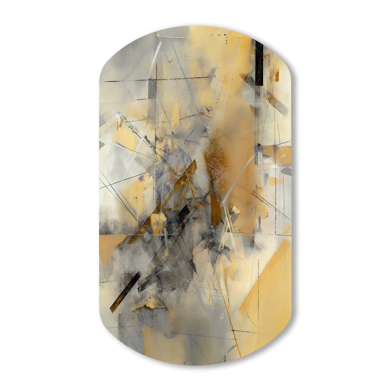 «Yellow and Grey Beyond The Canvas II», reproduction d'art asymétrique en métal sur toile pour le salon, cylindre jaune