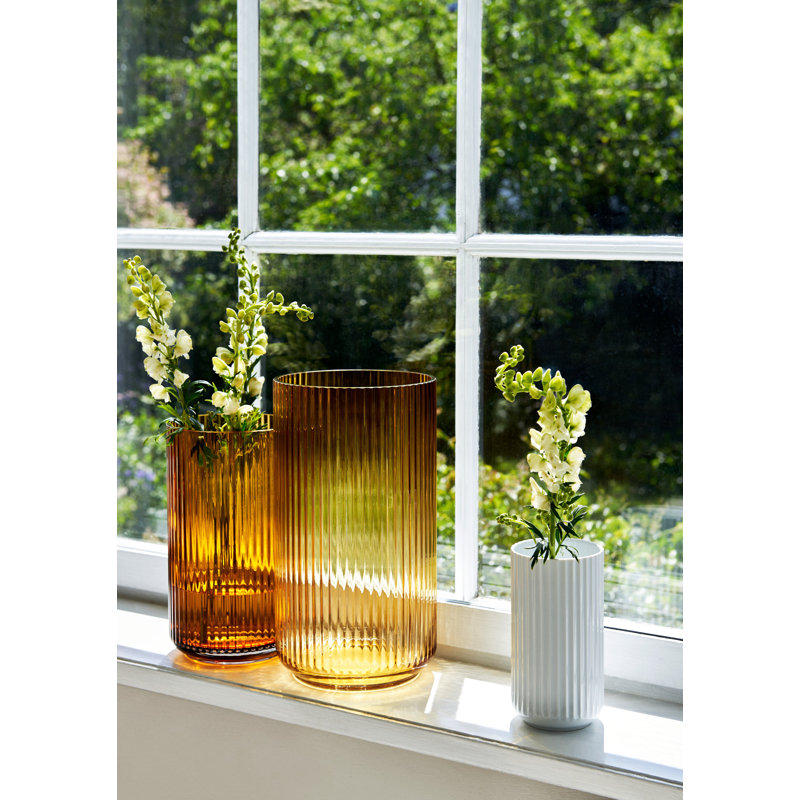 Handmade Glass Table Vase, White, 6.1" H x 3.3" W x 3.3" D