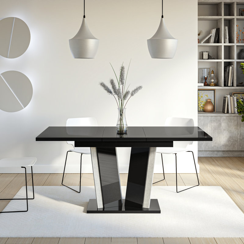 Extentable Dining Table Doha, Black Gloss Stone