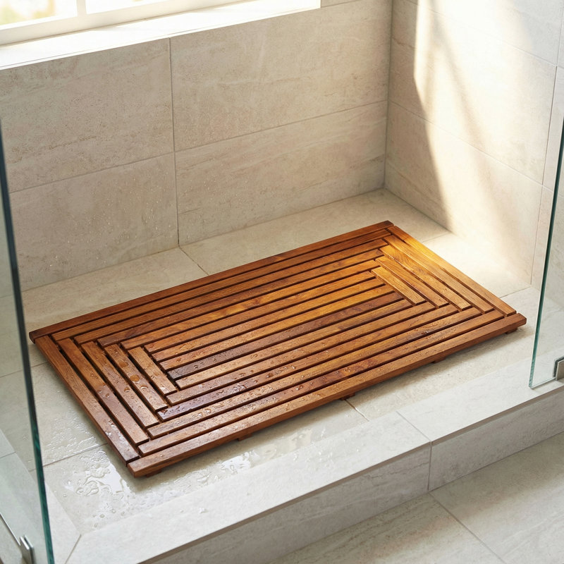 Cathrine Teak Non-Slip Shower Mat