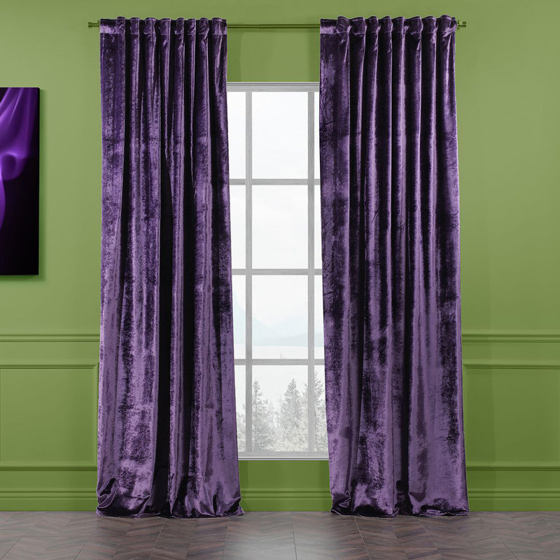Extra Long & Extra Wide Shiny Velvet Curtain Panel (customized), 280cm Width x 325cm Drop, Mauve