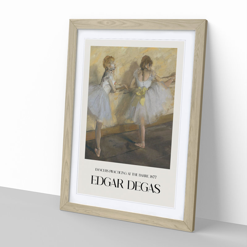 Ballet Ballerina Dancers Practicing At The Bar by Edgar Degas - Single Picture Frame Print on MDF, 36cm H x 27cm W x 2cm D