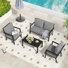 Heim 4-Piece Aluminum Outdoor Patio Conversation Set With Gray Cushion, Loveseat And Coffee Table