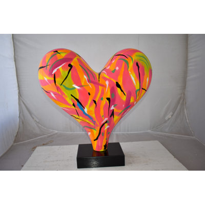 Eclectic Multicolor Heart 3D Statue on Black Base Size: 24" x 12" x 25"H