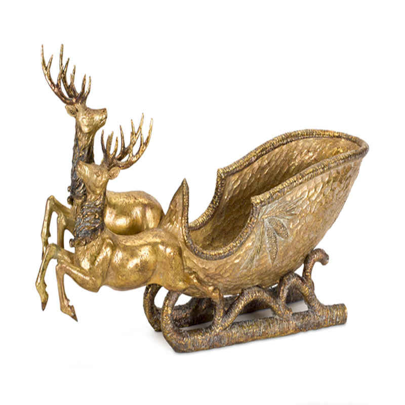 Cerf en poly-pierre avec bateau, Or