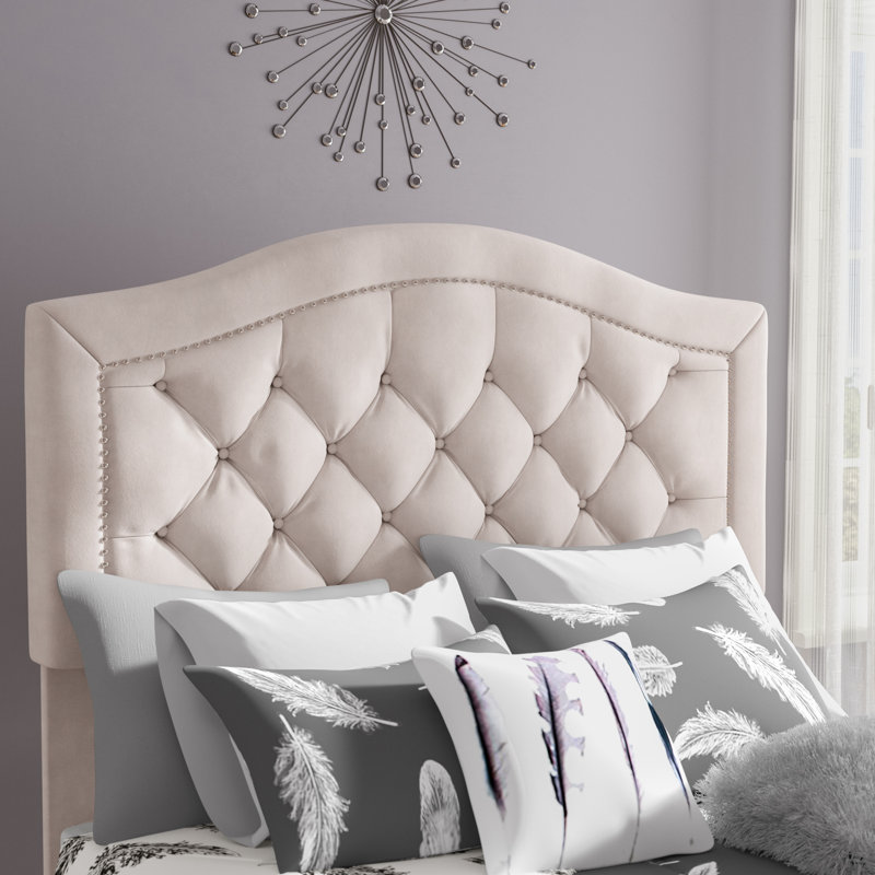 Batey Upholstered Headboard, King/California King, Cream Velvet