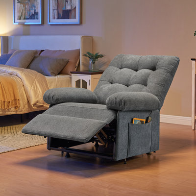 Fauteuil inclinable électrique triple motorisé pour les personnes âgées, les adultes, les femmes enceintes et les post-opérés, fauteuil inclinable électrique à position infinie avec dossier réglable de 105 ° à 140 °, téléviseur à une touche et mode de réinitialisation, coussin lombaire, poches de rangement latérales, housse en lin amovible, Supporte 308 lb pour la chambre à coucher du salon