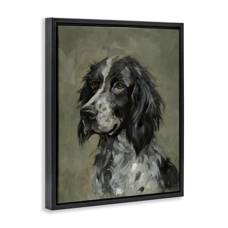 «Cocker Spaniel Portrait», art mural encadré par Victoria Barnes, H 31 po x l 25 po, Cadre flottant gris lustré