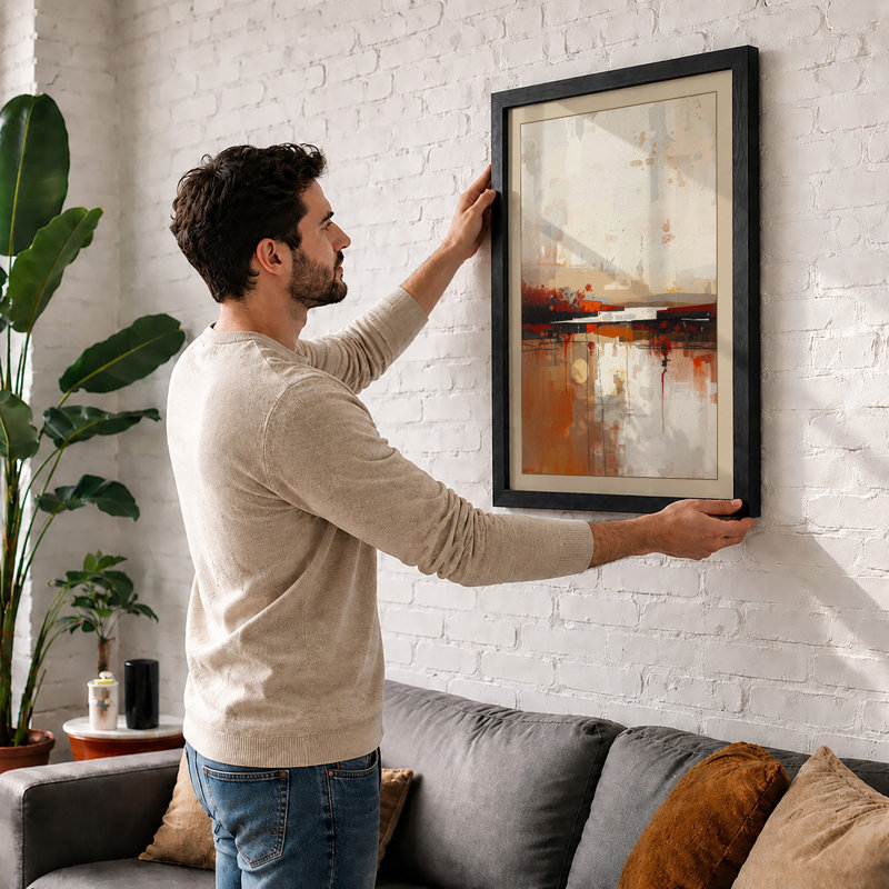 Abstract Horizon Minimalist - Framed Print, Oak, A3 - 42.0 x 29.7 cm