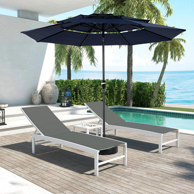 3 Tier Auto Aluminium 10Ft Lawn Umbrella - For Poolside, Garden Orange Backyard, Pool Deck