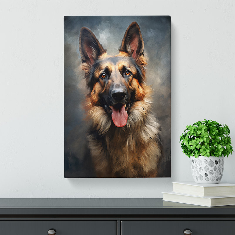 German Shepherd Digital - Wrapped Canvas Print, 60cm H x 40cm W x 3cm D
