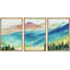 "Woodland Forest Landscape" sarcelle, bleu et vert, chaîne de montagnes, forêt de pin encadrée sur toile, 3 pièces-91875114-91875115
