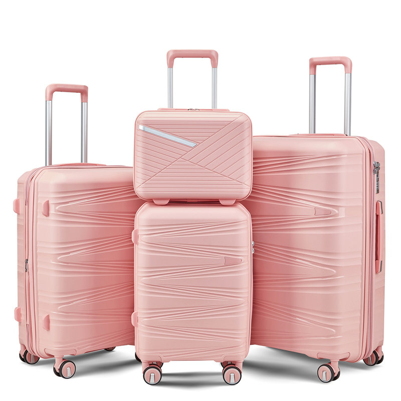 Ensemble 4 pièces de bagage (14/20/24/28), valise rigide rigide avec valise rigide avec roulettes et roulettes pour hommes