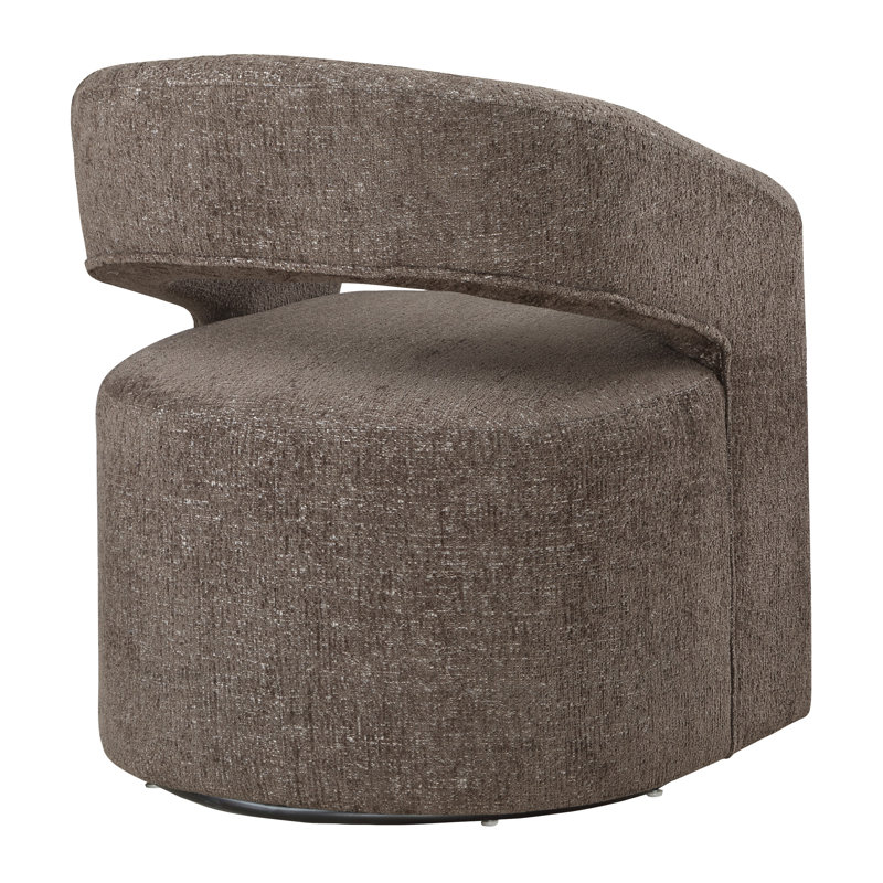 Jaidie Upholstered Swivel Barrel Chair, Charcoal