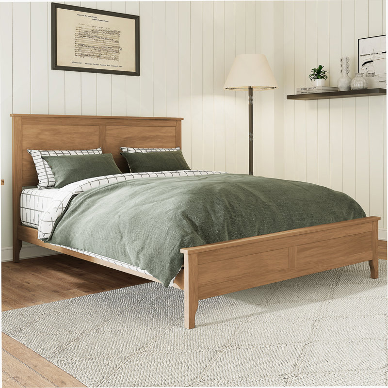Lit plateforme moderne en bois massif avec lattes en bois robustes, sans sommier tapissier