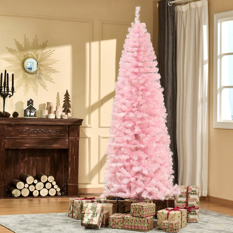 Sapin de Noël artificiel mince de 7 pi avec 818 pointes de branches réalistes et non éclairées