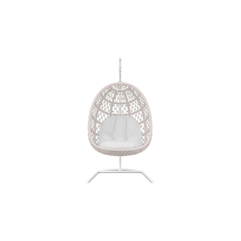Amelia Egg Chair with Stand, Sand/White