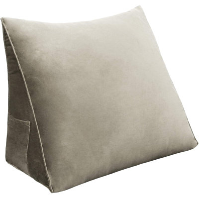 Sit-up Back Comfort Velvet Triangular Wedge Reading Pillow for Bed Back Support Leg Elevation