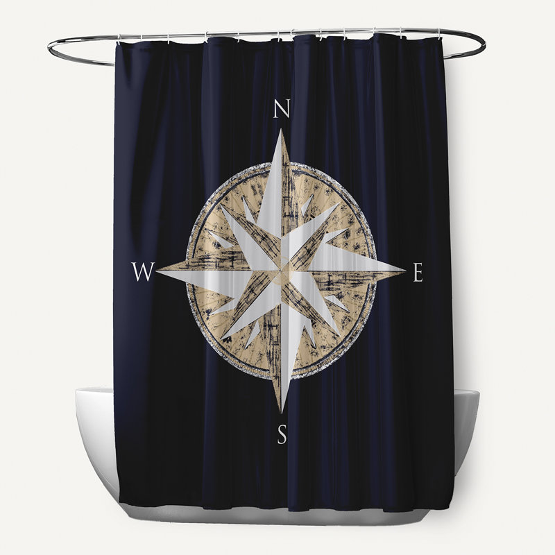 Hancock Floral Shower Curtain, Navy Blue