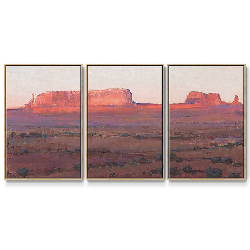 Red Rocks At Dusk I, reproduction d'art encadrée sur toile 3 pièces, H 24 po x l 48 po x P 2 po, Naturel