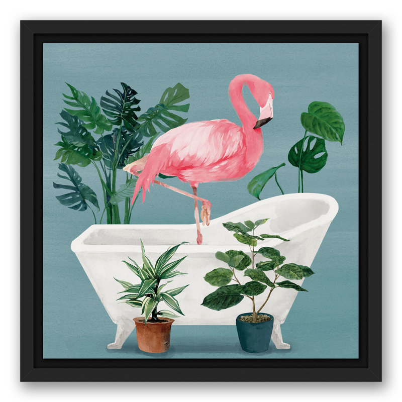 Flamant rose dans la baignoire, H 13,75 po x l 13,75 po x P 1,75 po