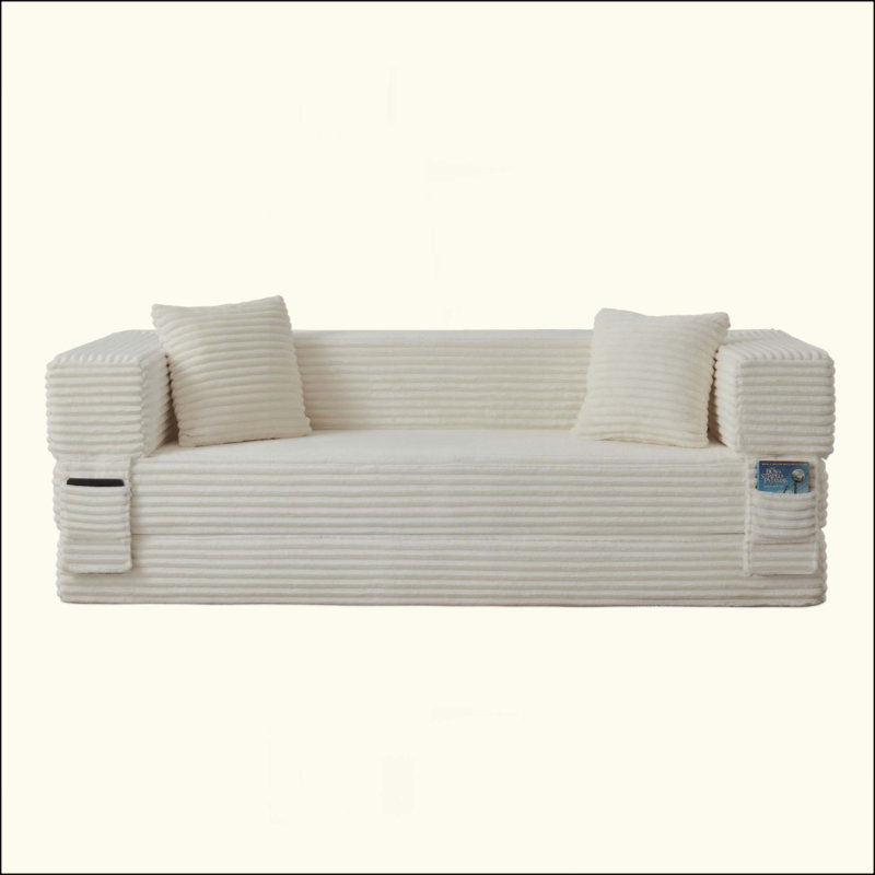 Modern Cord Sofa With Stylish Appearance, Classic Square Design, Unique Two-Tier Design, Convertible Into A Bed, Ideal For Apartments And Large Spaces.