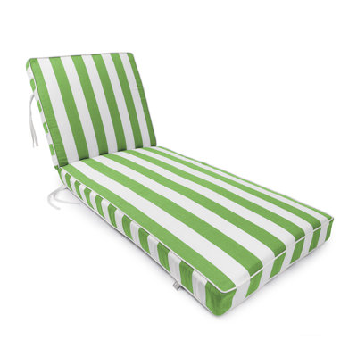 Sherry Kine's "Designer's Choice" Reversible Cabana Stripe Luxury Outdoor Chaise Lounge Replacement Cushion, With Customized Cut, Contrast Cord, Water & Fade Resistant Fabric, Filled With: Thermal Bonded 100% White Polyester Fiber.