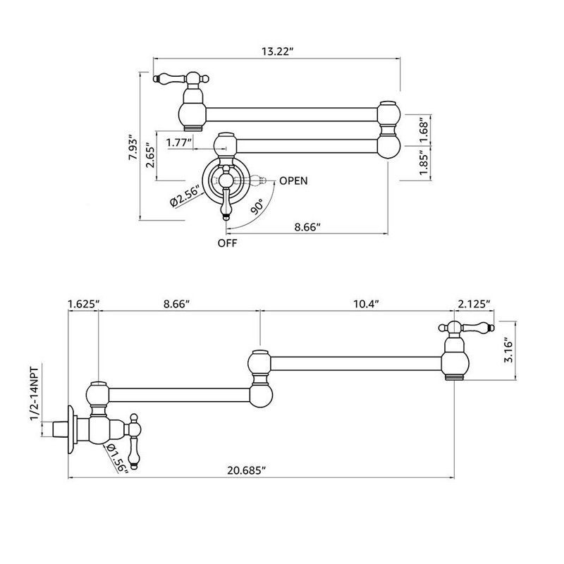 Wall Mounted Pot Filler Faucet, Brushed Nickel
