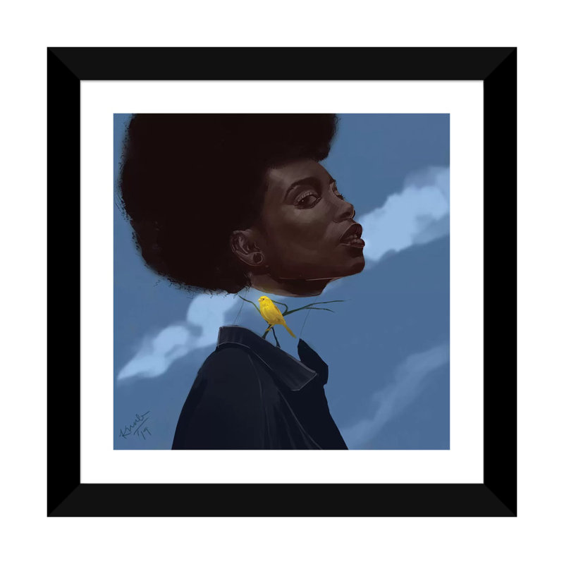 « Canary » par Adekunle Adeleke-reproduction d’art, Blanc, H 24 po x l 24 po x p 1 po, Papier encadré noir