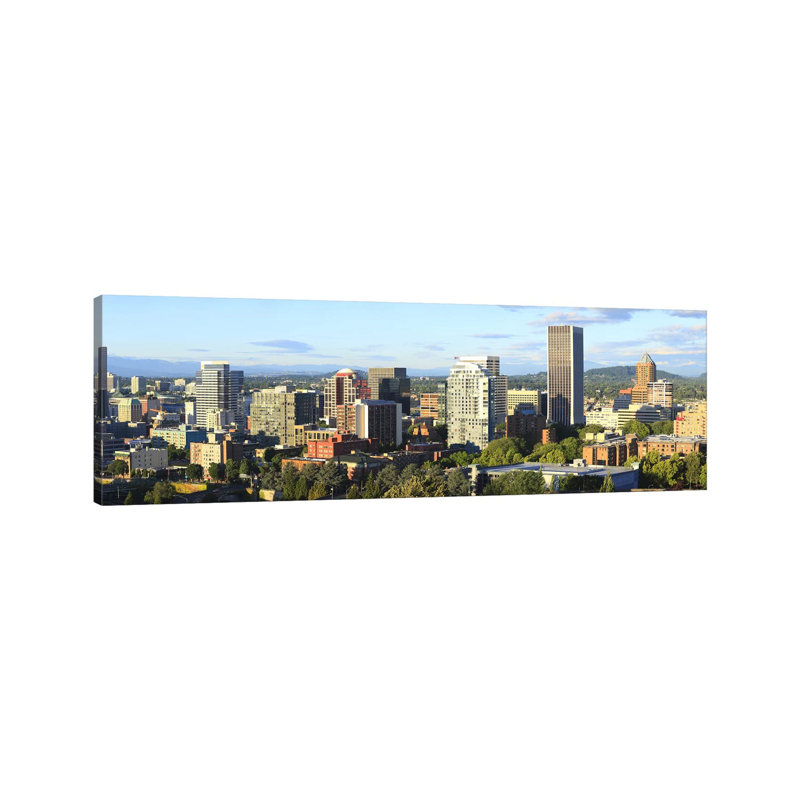 Skyscrapers In A City, Portland, Oregon, USA 2010 #2 by Panoramic Images - Wrapped Canvas Panoramic Print