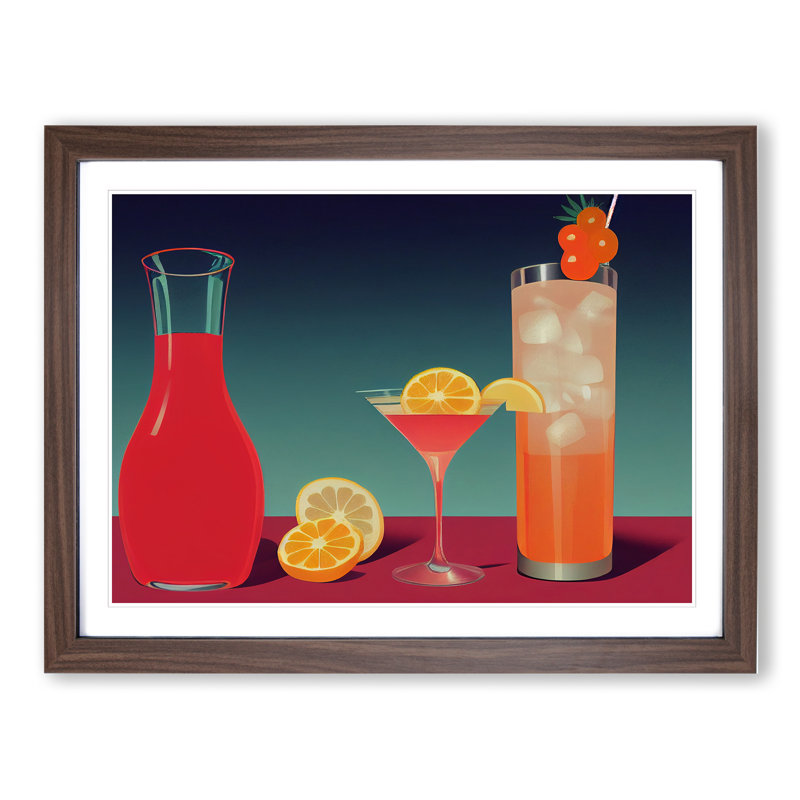XH1022-6075X Modern Cocktail Art Vol.2 - Single Picture Frame Print, 25cm H x 34cm W x 2cm D, Walnut