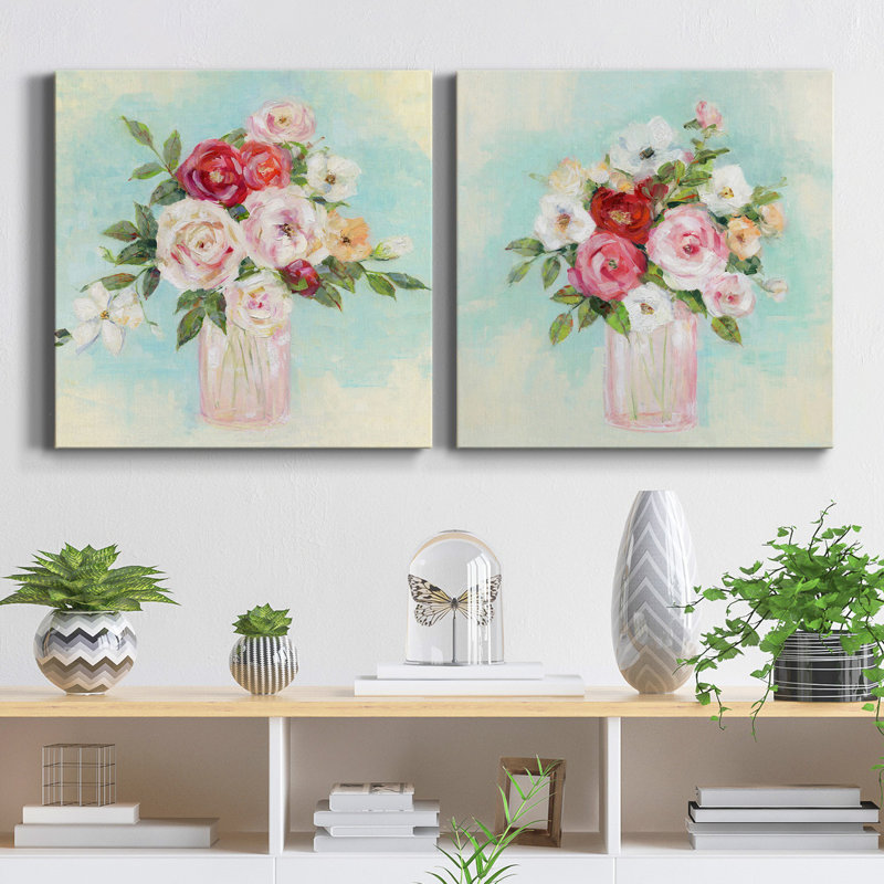 Arrangement of Spring I - Ensemble de 2 reproductions d'art sur toile tendue, H 10 po x l 10 po x P 1 po
