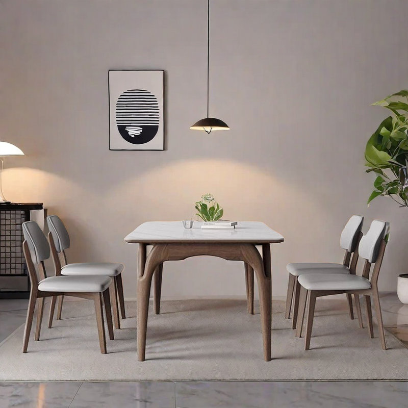 Ensemble de table et chaises de salle à manger en bois de frêne blanc., H 29,52 po x L 55,11 po x l 31,49 po
