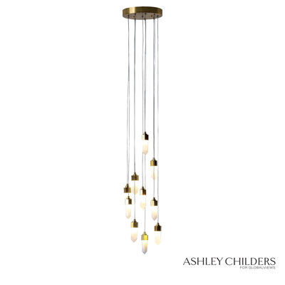 Leo Pendant-10 Drop Round-Satin Brass