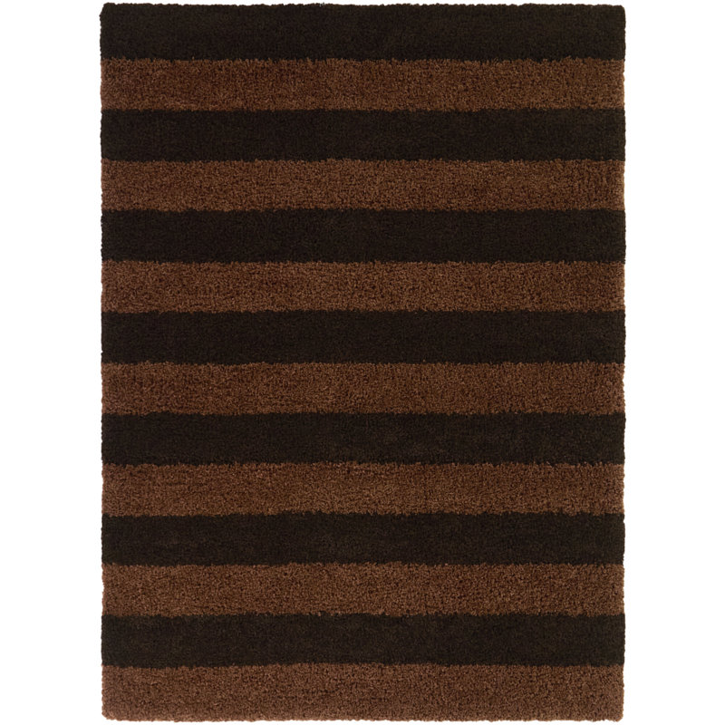 Tapis brun à poils longs Bruice, Rectangle 5'3" x 7'