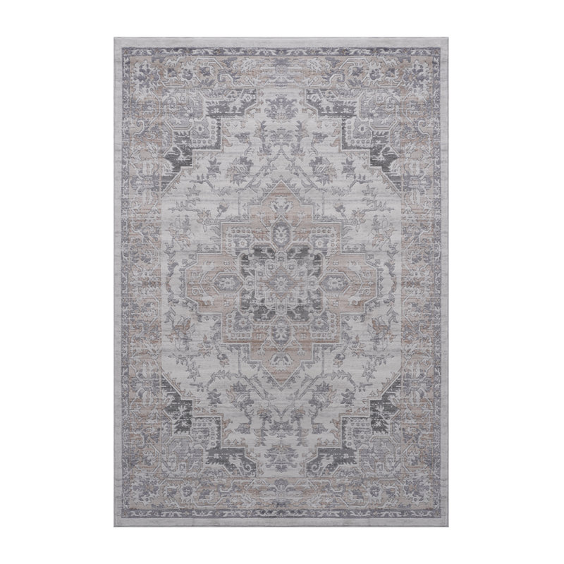 NAAR MARFI Collection 6X9 Ivory / Beige / Oriental Area Rug, Rectangle 7'9" x 6'7"