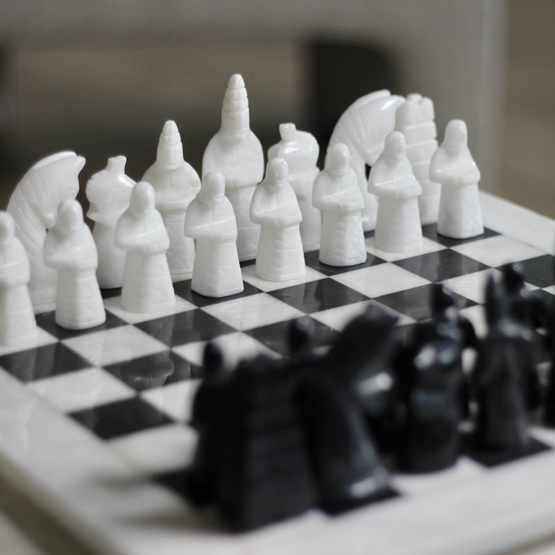 Japanese Marble Chess Set | Unique Marble Chess Set With Storage Case