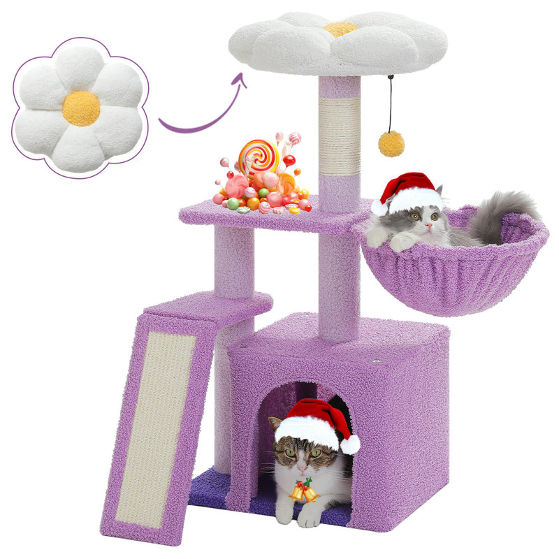 Arbre à chat d'intérieur compact, Mauve